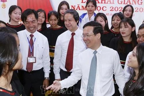 Chủ tịch nước Võ Văn Thưởng dự lễ khai giảng năm học mới tại Gia Lai