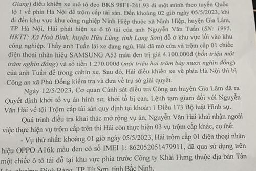 Công an huyện Gia Lâm tìm bị hại vụ trộm cắp tài sản