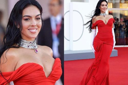Bạn gái Ronaldo dát trang sức bạc tỉ, phô trọn body 'đồng hồ cát' tại LHP Venice