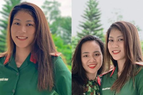Hoa khôi bóng chuyền Kiều Trinh khiến fan trầm trồ vì quá xinh đẹp trong trang phục sĩ quan quân đội