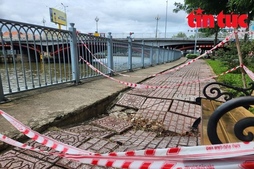 TP Hồ Chí Minh: Sụt lún bất thường vỉa hè ven kênh Nhiêu Lộc - Thị Nghè