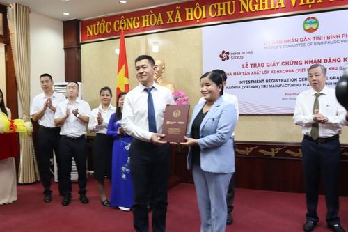 Bình Phước: Trao Giấy chứng nhận đăng ký đầu tư dự án 500 triệu USD cho Tập đoàn Haohua