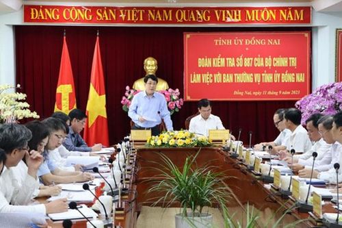 Đoàn kiểm tra của Bộ Chính trị làm việc về công tác cán bộ tại Đồng Nai