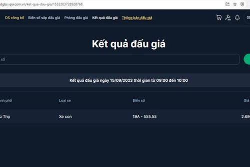 Biển số 'ngũ quý' tỉnh Phú Thọ được đấu giá lên tới gần 2,7 tỷ đồng