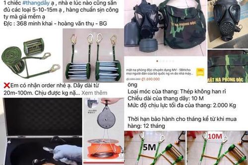 Thang dây, mặt nạ phòng độc tăng giá chóng mặt