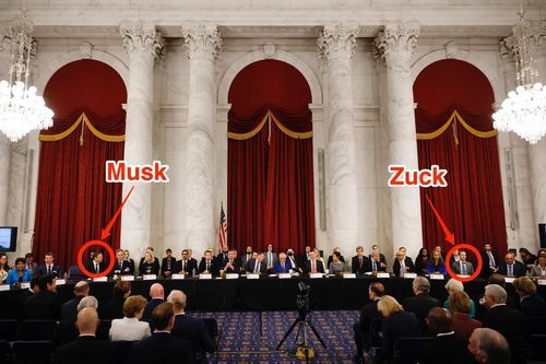 Elon Musk và Mark Zuckerberg ngồi cách xa nhau trong cuộc họp kín của Thượng viện về AI