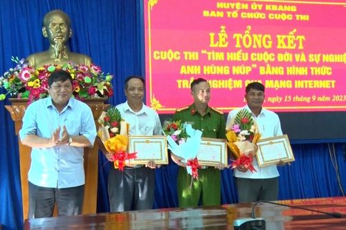 Kbang trao giải cho 67 tập thể, cá nhân xuất sắc thi tìm hiểu về Anh hùng Núp