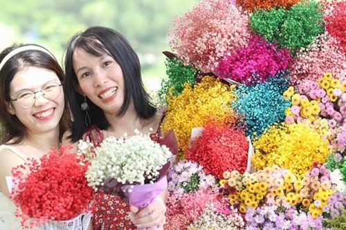 Bạn trẻ thích thú check-in xe hoa 'mùa thu Hà Nội' giữa làng đại học ở TPHCM