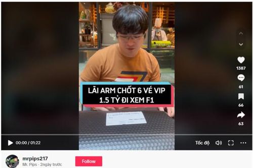 Thanh niên trẻ mua vé F1 giá 1.5 tỷ đồng