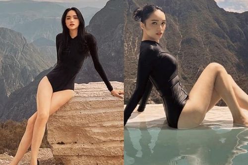 Hương Giang diện áo tắm khoe chân dài, eo thon giữa vùng núi Mexico