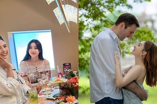 Hoa hậu Đỗ Mỹ Linh lộ diện sau sinh, Lan Phương tình tứ ôm chồng Tây cao 2m