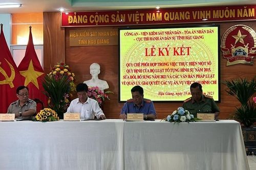 VKSND tỉnh Hậu Giang tổ chức Lễ ký kết Quy chế phối hợp liên ngành