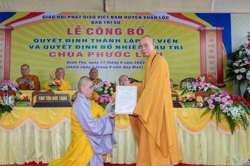 Đồng Nai: Lễ công bố quyết định thành lập tự viện và bổ nhiệm trụ trì chùa Phước Liên (H.Xuân Lộc)