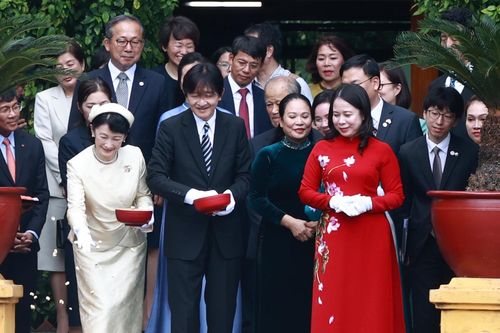 Hoàng Thái tử Nhật Bản và Công nương thăm Nhà sàn, dự lễ đón tại Phủ Chủ tịch