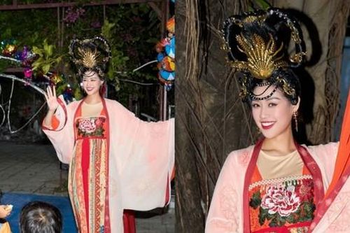 Hoa hậu Khánh Vân hóa thành 'chị Hằng', đón Trung Thu sớm cùng các em nhỏ
