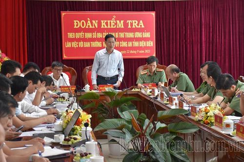 Đoàn kiểm tra theo Quyết định 894 của Ban Bí thư Trung ương Đảng làm việc với Đảng ủy Công an tỉnh