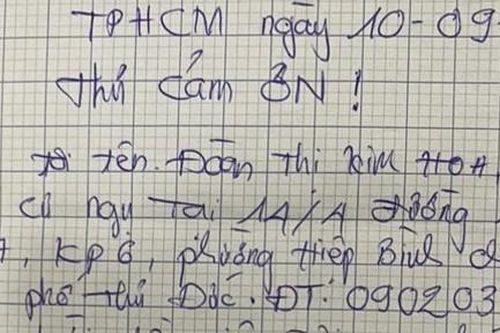Người dân gửi thư cảm ơn Công an xã vì lo hậu sự giúp thân nhân