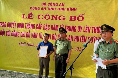 Thái Bình: Tổ chức lễ công bố truy thăng cấp bậc hàm cho chiến sỹ công an hy sinh