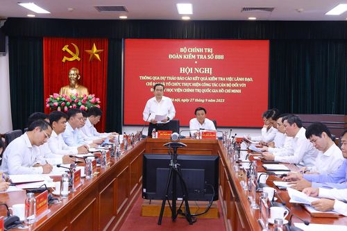 Đoàn kiểm tra của Bộ Chính trị làm việc với Đảng ủy Học viện Chính trị quốc gia Hồ Chí Minh