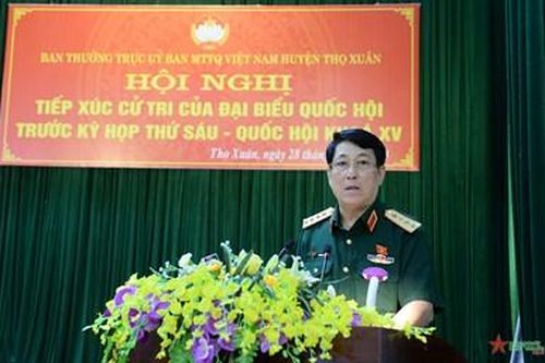 Đại tướng Lương Cường tiếp xúc cử tri huyện Thọ Xuân, tỉnh Thanh Hóa