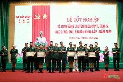 Học viện Quân y tổ chức Lễ tốt nghiệp và trao bằng chuyên khoa cấp II, thạc sĩ, bác sĩ nội trú, chuyên khoa cấp I năm 2023.
