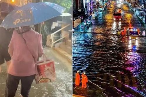 Video mưa to, ngập lụt mênh mông ở Bangkok do ảnh hưởng áp thấp nhiệt đới