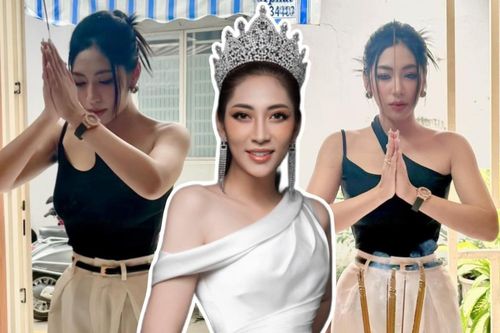 Hoa hậu Đặng Thu Thảo diện áo hai dây cúng tổ, dân mạng lập tức phản ứng