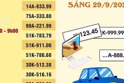 60 biển số ô tô đẹp được đấu giá vào sáng 29-9