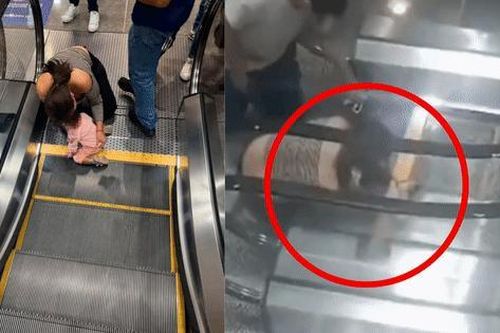 Bé gái 2 tuổi vô tình kẹt tay vào thang cuốn ở trung tâm thương mại, người mẹ tuyệt vọng giải cứu con