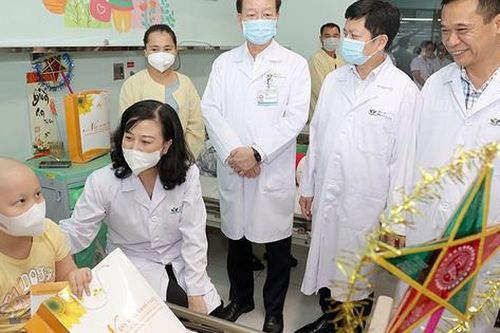 Bộ trưởng Đào Hồng Lan tặng quà, động viên trẻ mắc ung thư tại BV Nhi Trung ương