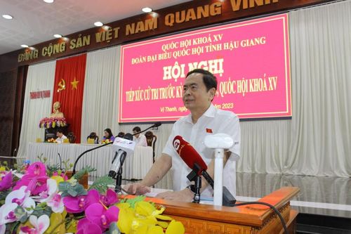 Phó Chủ tịch Thường trực Quốc hội Trần Thanh Mẫn tiếp xúc cử tri tại thành phố Vị Thanh, Hậu Giang