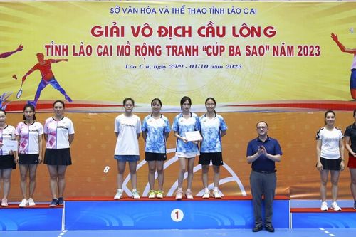 Bế mạc Giải vô địch Cầu lông tỉnh Lào Cai mở rộng tranh 'Cúp Ba Sao' năm 2023