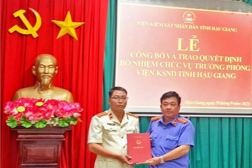 Bổ nhiệm Trưởng Phòng THQCT, KSXX phúc thẩm án hình sự tỉnh Hậu Giang
