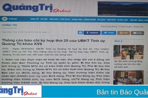 Thông cáo báo chí kỳ họp thứ 25 của UBKT Tỉnh ủy Quảng Trị khóa XVII