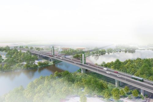 Sắp khánh thành cầu Huống Thượng - cây cầu được xây dựng bằng Thép Việt - Sing (NSV)