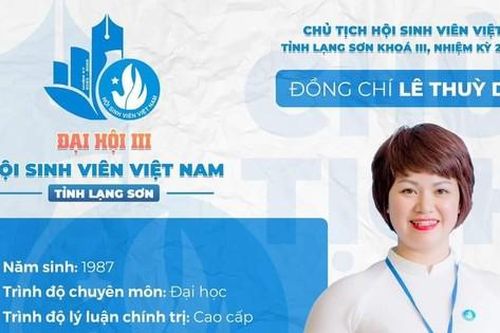 Chị Lê Thùy Dung giữ chức Chủ tịch Hội Sinh viên tỉnh Lạng Sơn