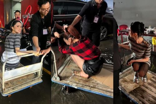Hương Giang và Lan Khuê được 'xe chở hàng' hộ tống đến trường quay