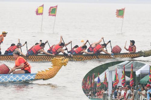 Người dân Thủ đô hào hứng xem bơi chải thuyền rồng tại hồ Tây