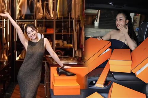 Chi Hoàng khoe phòng thay đồ xa xỉ với 25 túi hiệu, gây choáng với BST giày