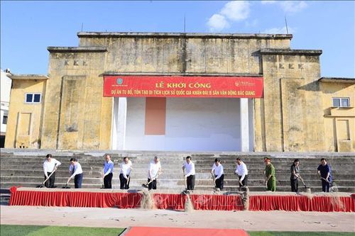 Chủ tịch nước dự Lễ khởi công Dự án tu bổ, tôn tạo Di tích lịch sử Quốc gia khán đài B sân vận động Bắc Giang