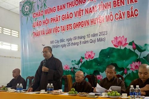 Bến Tre: Đoàn kiểm tra Ban Trị sự Phật giáo tỉnh làm việc với GHPGVN H.Mỏ Cày Bắc