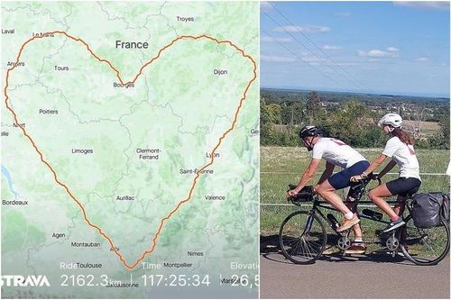 Cha và con gái lập kỷ lục thế giới đạp xe hơn 2.000km để vẽ 'trái tim' khổng lồ