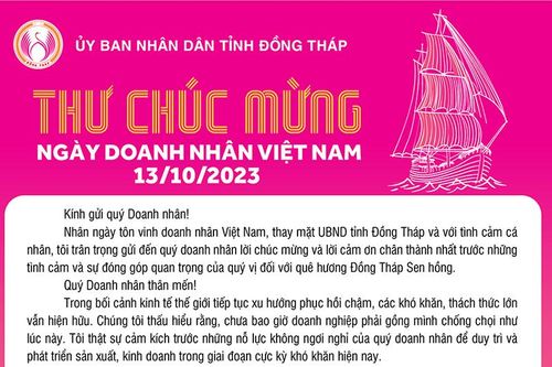 Thư chúc mừng Ngày Doanh nhân Việt Nam 13/10