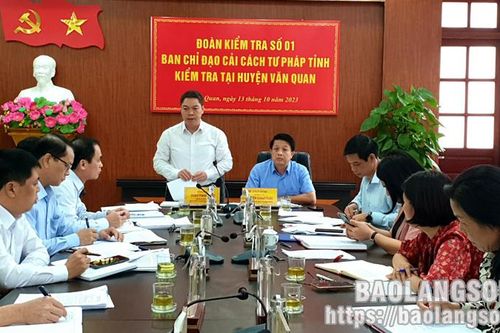 Đoàn kiểm tra số 1 Ban Chỉ đạo Cải cách tư pháp tỉnh kiểm tra tại huyện Văn Quan