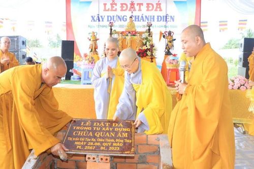 Đồng Tháp: Lễ đặt đá xây dựng chánh điện chùa Quan Âm (H.Châu Thành)
