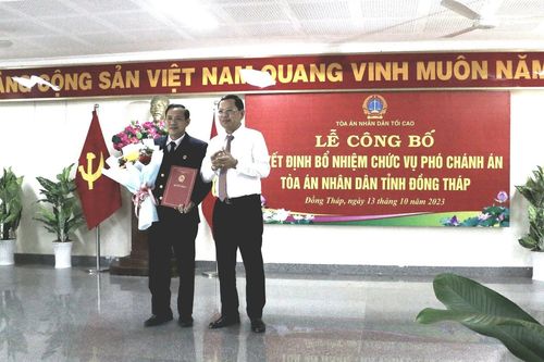 Ông Hứa Quang Thông được bổ nhiệm làm Phó Chánh án TAND tỉnh Đồng Tháp