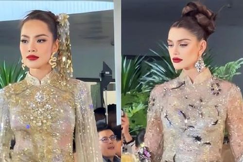Hoa hậu đẹp nhất thế giới diễn áo dài cùng Lê Hoàng Phương và 70 thí sinh Hoa hậu Hòa bình
