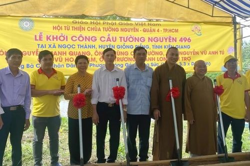 Hội Từ thiện chùa Tường Nguyên khởi công 2 cây cầu bê-tông tại Kiên Giang