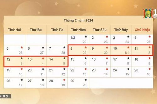 Dự kiến nghỉ Tết Nguyên đán 2024 từ 29/12 Âm lịch