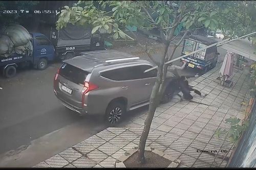 Tài xế ô tô đâm hai tên 'cẩu tặc' ngã lộn nhào trên đường